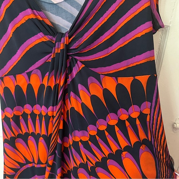 Vintage Y2K Nannette Lepore Babydoll Blouse L Stretch Gathered V-Neck Retro - Picture 10 of 16